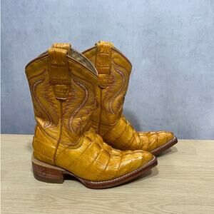 Arango Western Cowboy Yellow Alligator Pointed Toe Kids Boots Size USA 13 Mex 20